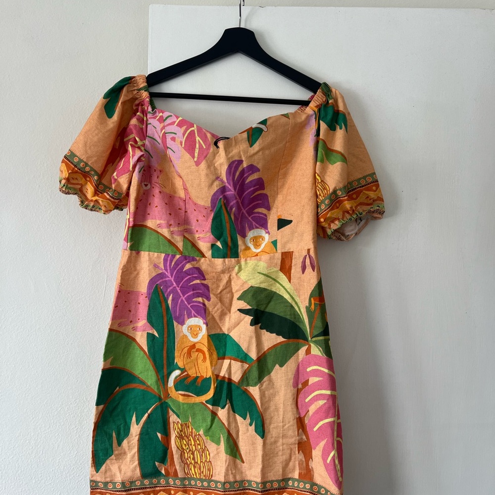 Tropical Print Off-Shoulder Dress